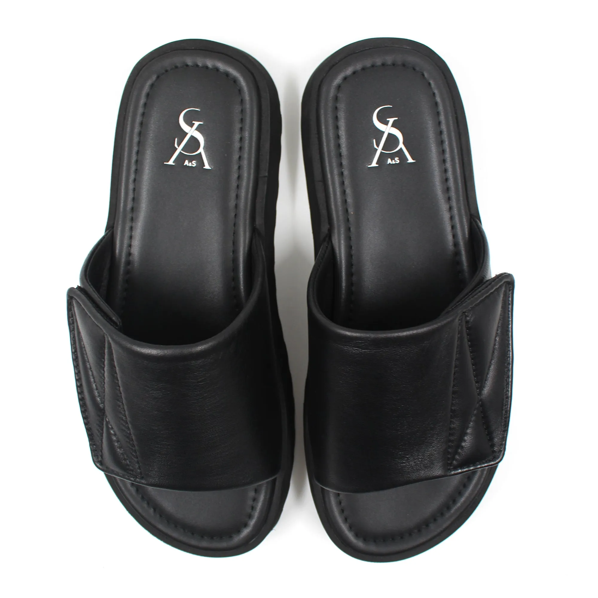 Cushioned Leather Slip On Sandals