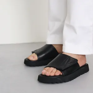 Cushioned Leather Slip On Sandals