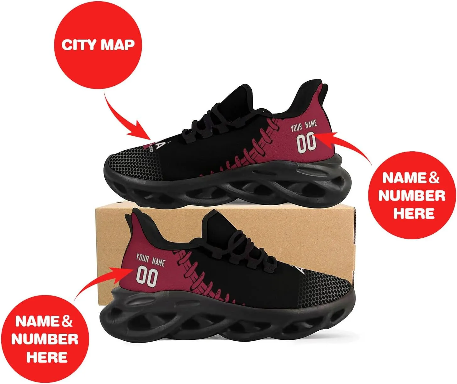 Custom Men's Sneakers Football Personalized Breathable Fan Gift Name & Number Athletic Gym Slip-on Shoes