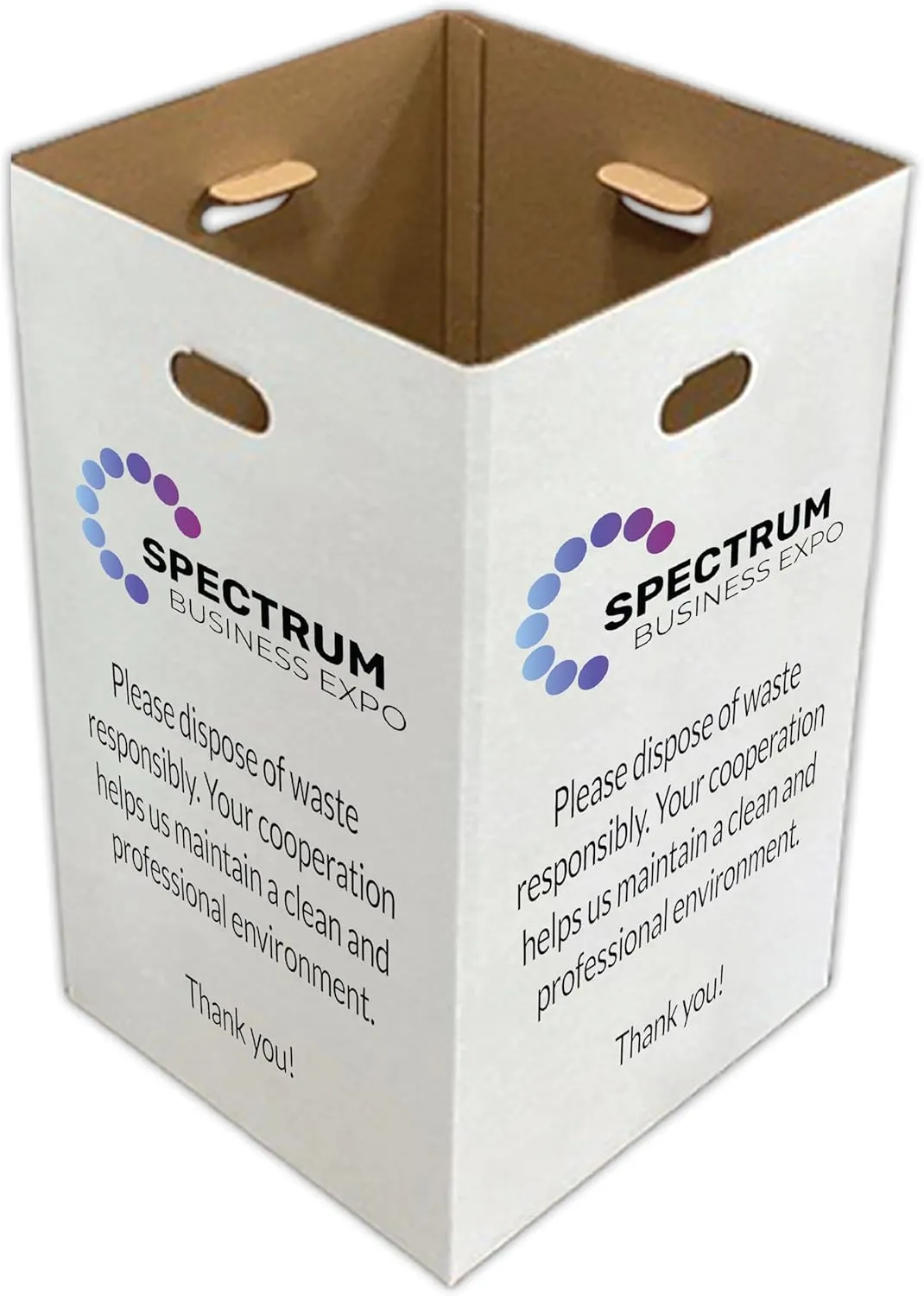 Customizable 42-Gallon Cardboard Trash, Waste & Recycling Containers (50 Pack, White) – Add Your Logo and Text for Any Occasion Including Trade Shows, Weddings, Events, Concerts & Large Gatherings