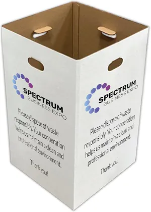Customizable 42-Gallon Cardboard Trash, Waste & Recycling Containers (50 Pack, White) – Add Your Logo and Text for Any Occasion Including Trade Shows, Weddings, Events, Concerts & Large Gatherings