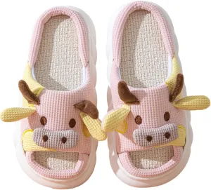 Cute Cow Slippers for Women, Indoor House Slippers, Platform Sole