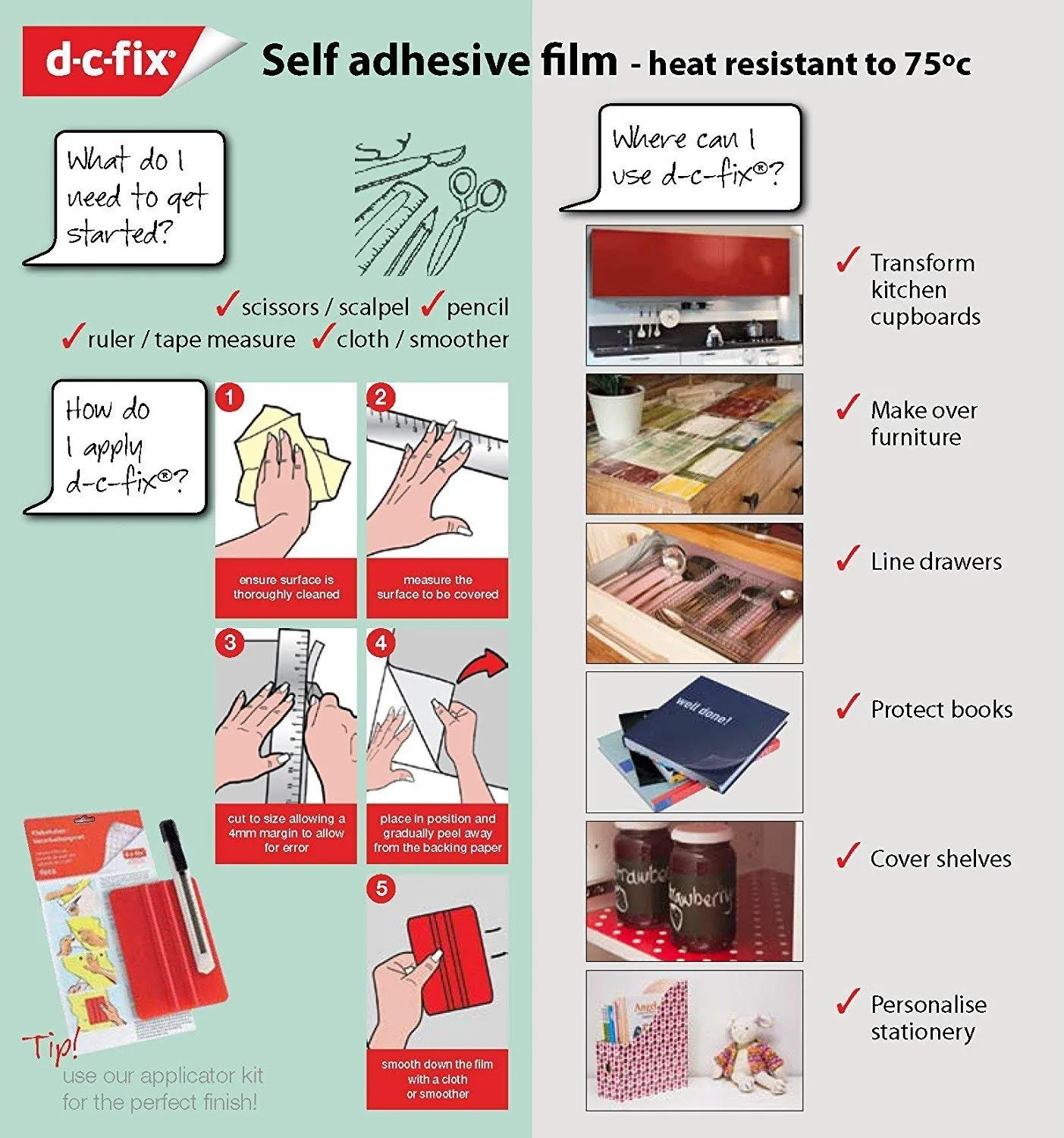 d-c-fix 346-0180 Decorative Self-Adhesive Film, Grey Granite, 17" x 78" Roll