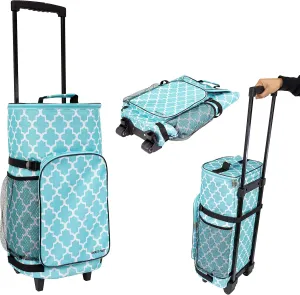dbest products Ultra Compact Smart Cart Cooler Extended Insulated Collapsible Rolling Tailgate BBQ Beach Summer Moroccan Tile