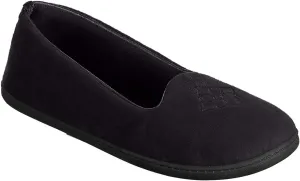 Dearfoams Women's Micro Velour Embroidered Closed Back Slippers