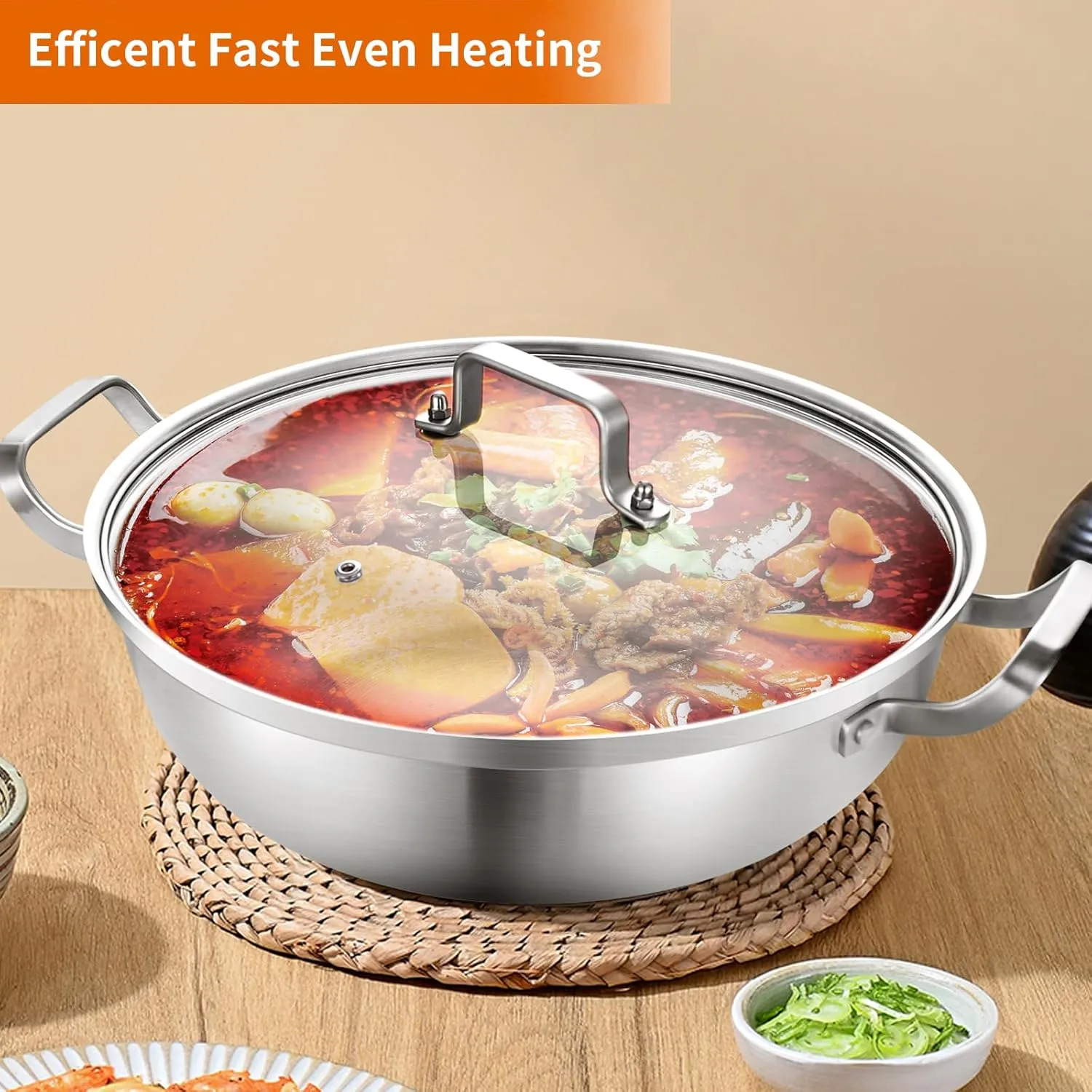 DELARLO Tri-Ply Stainless Steel 14 inch Everyday pan With lid, Everything Pan, Durable Deep Saute Pan, 7QT Induction Cooking Pot,Woks & Stir-Fry Pans Oven Safe Stock Pot