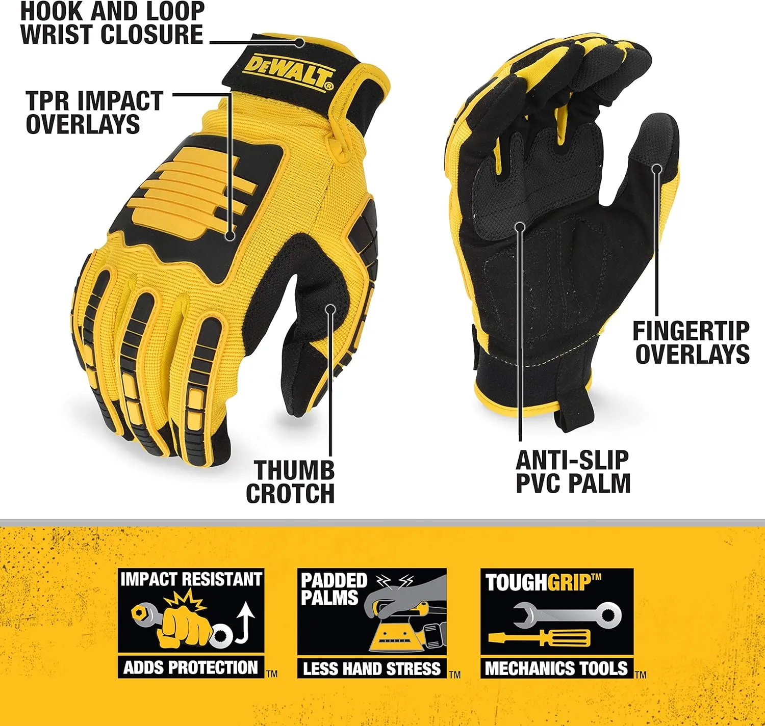 DEWALT DPG781 - Performance Mechanic Work Glove with TPR Impact Protection and Anti-Slip Grip