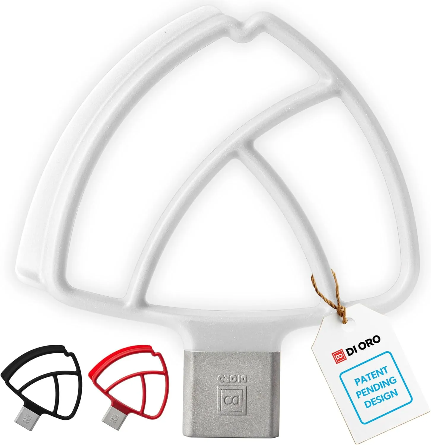 DI ORO Seamless Series Flex Edge Beater for KitchenAid Tilt-Head Stand Mixer - 4.5-5 Quart Flat Beater Paddle - Flexible Silicone Edges for Scraping & Mixing Bowls - Dishwasher Safe & BPA Free (White)