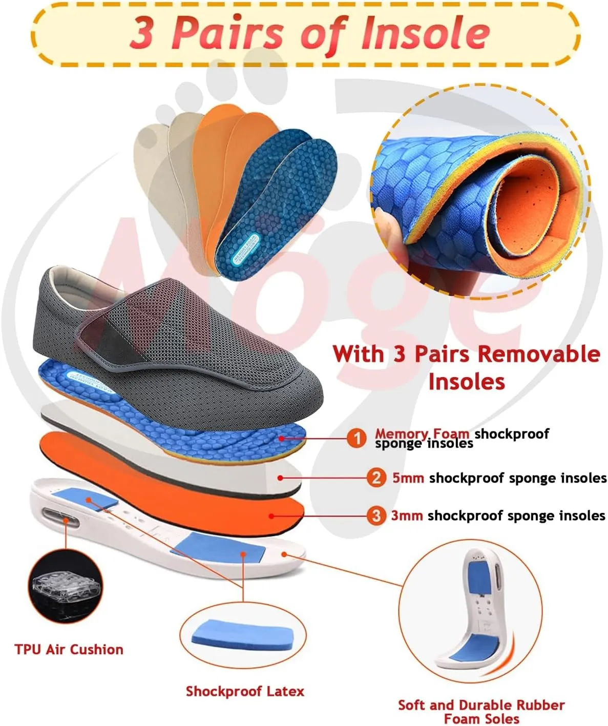 Diabetic Shoes for Men Extra Wide Width Adjustable Closure Walking Shoes Lightweight Loafer Slip On Boat Wide Fit Trainers Men Slip-on Sneakers for Men