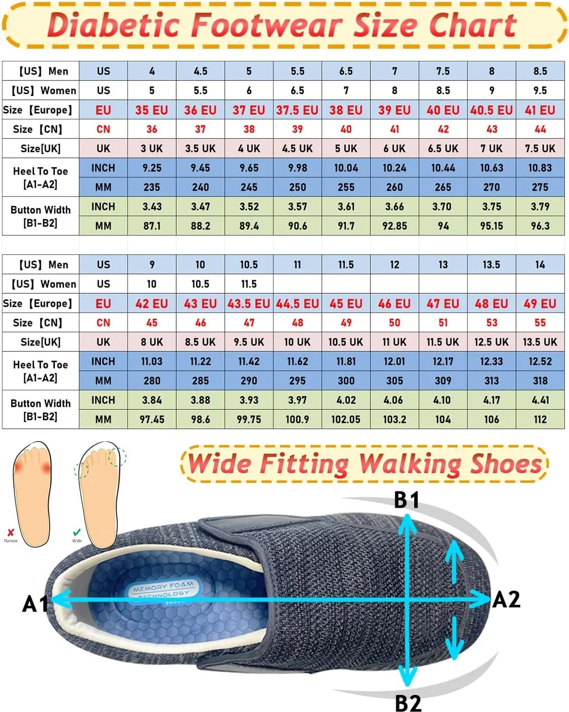 Diabetic Shoes for Men Extra Wide Width Adjustable Closure Walking Shoes Lightweight Loafer Slip On Boat Wide Fit Trainers Men Slip-on Sneakers for Men