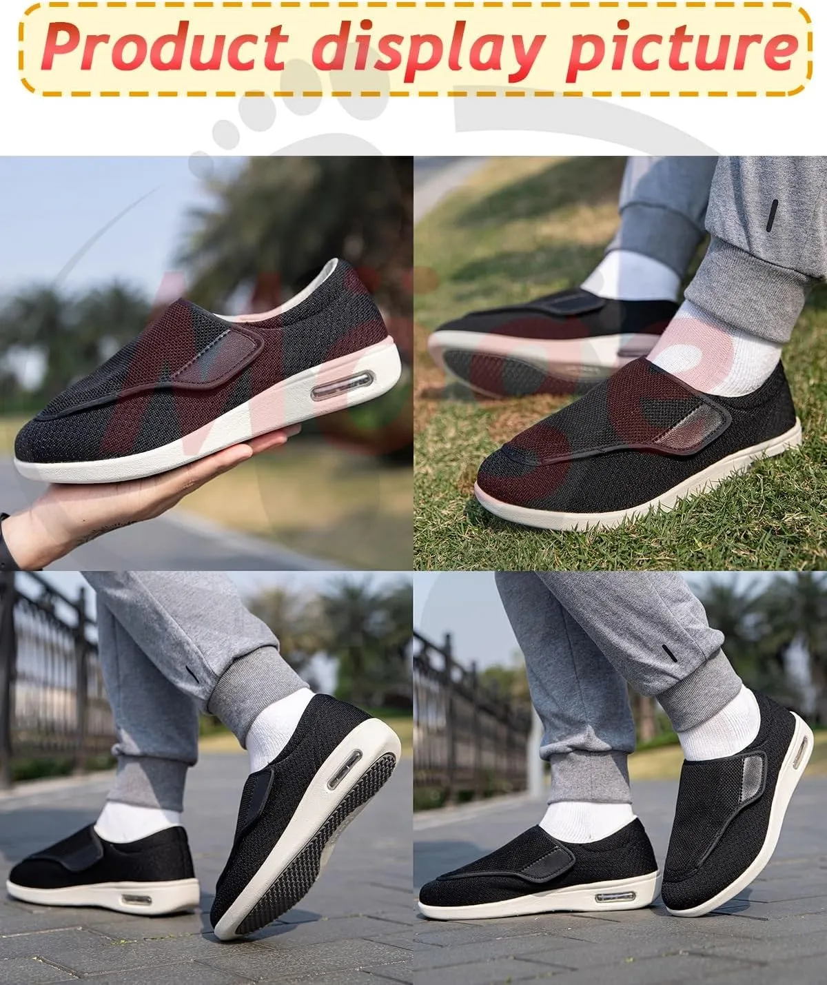 Diabetic Shoes for Men Extra Wide Width Adjustable Closure Walking Shoes Lightweight Loafer Slip On Boat Wide Fit Trainers Men Slip-on Sneakers for Men