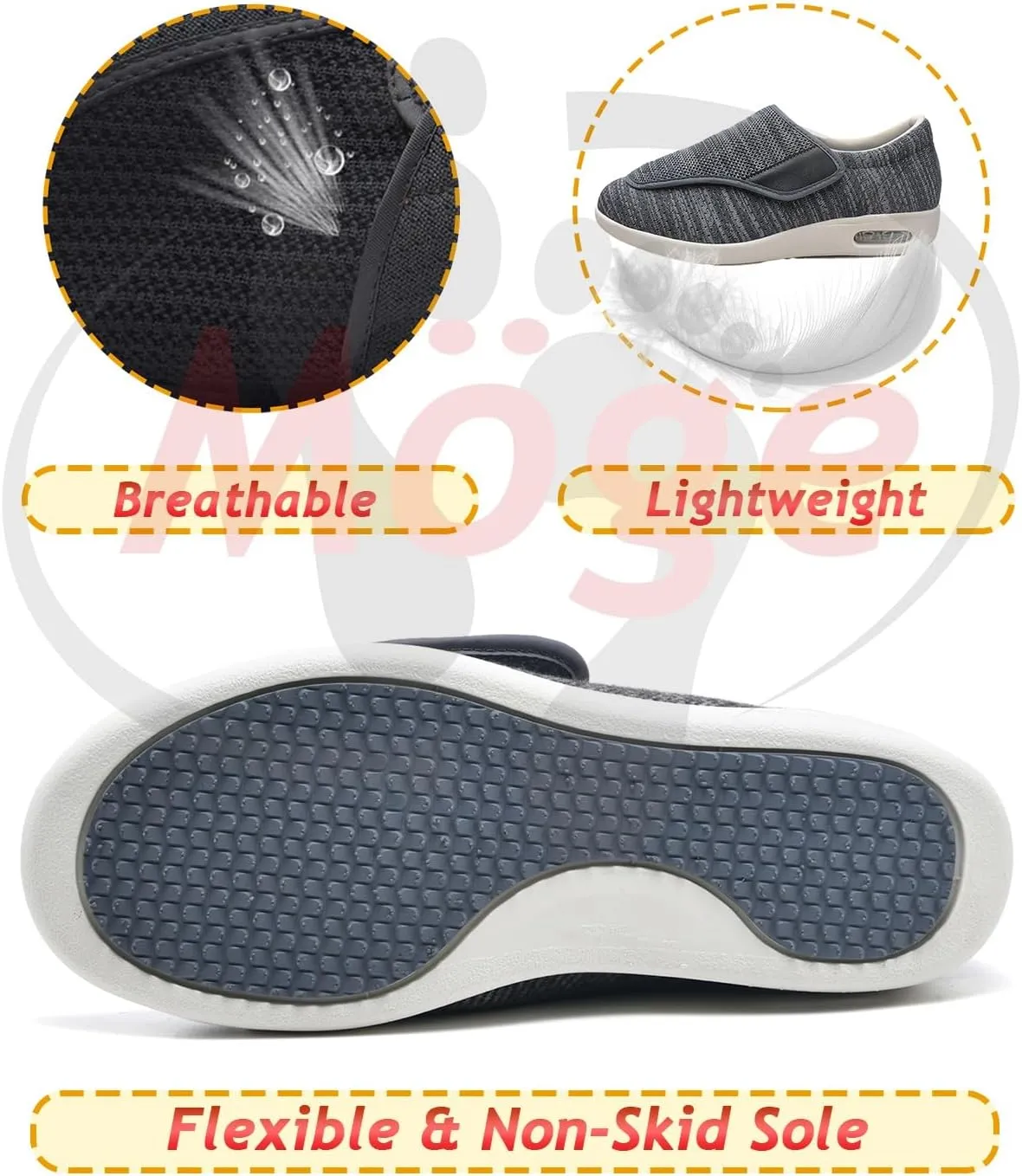 Diabetic Shoes for Men Extra Wide Width Adjustable Closure Walking Shoes Lightweight Loafer Slip On Boat Wide Fit Trainers Men Slip-on Sneakers for Men