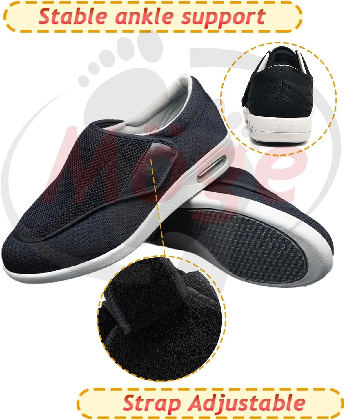 Diabetic Shoes for Men Extra Wide Width Adjustable Closure Walking Shoes Lightweight Loafer Slip On Boat Wide Fit Trainers Men Slip-on Sneakers for Men