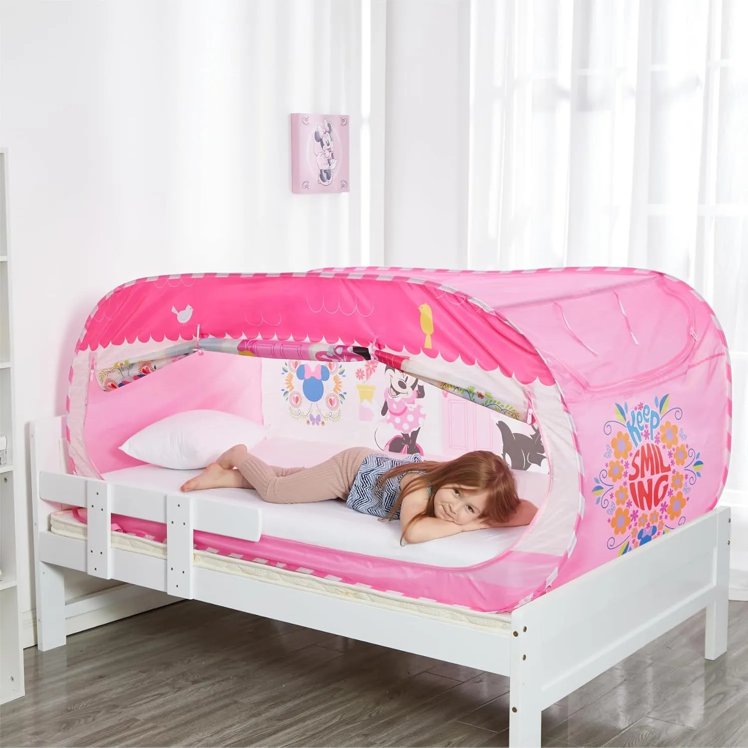 Disney Minnie Mouse 2 in 1 Kids Pop Up Play Tent and Twin Bed Tent for Pretend and Imaginative Play