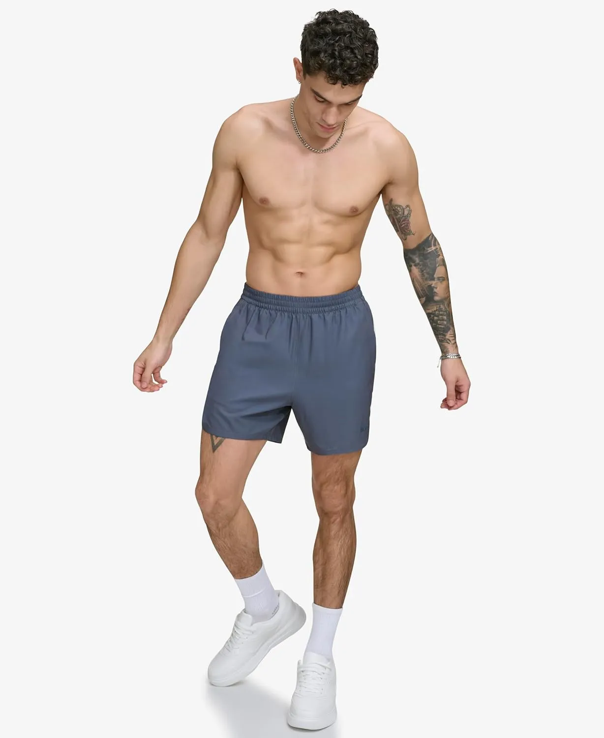 DKNY Men's Stretch Quick Dry Volley UPF 40  Protection Swim Trunk