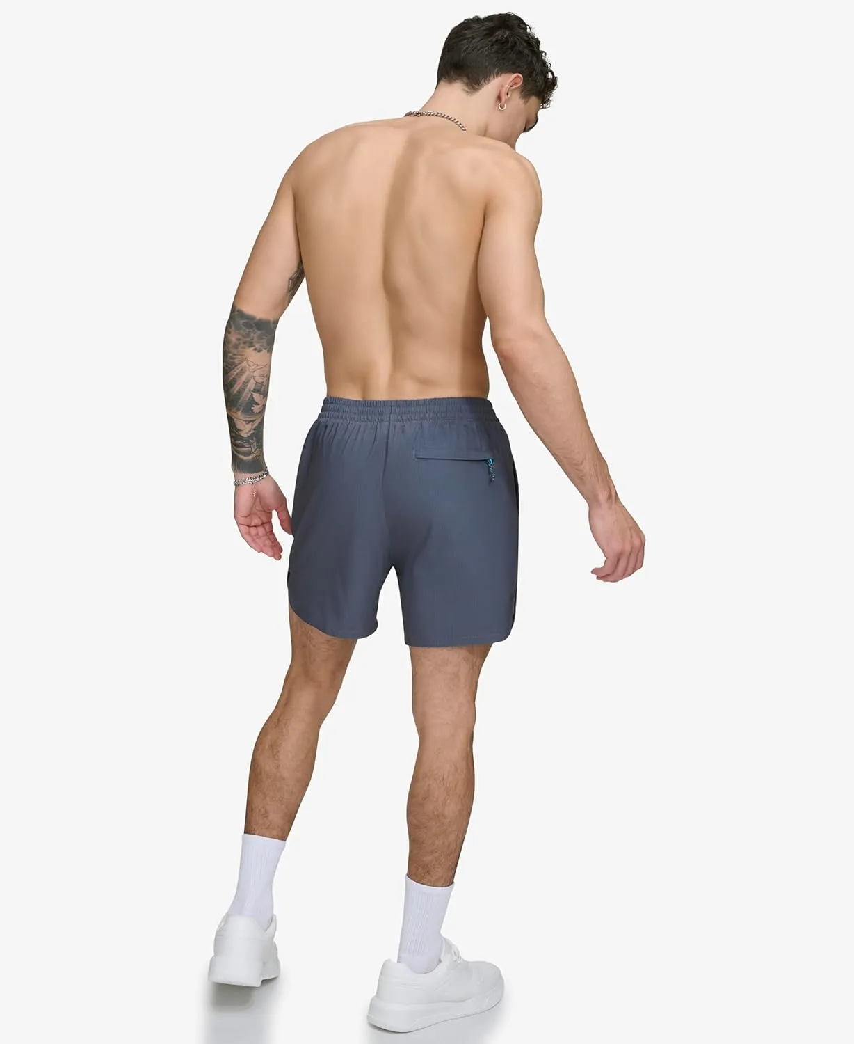 DKNY Men's Stretch Quick Dry Volley UPF 40  Protection Swim Trunk