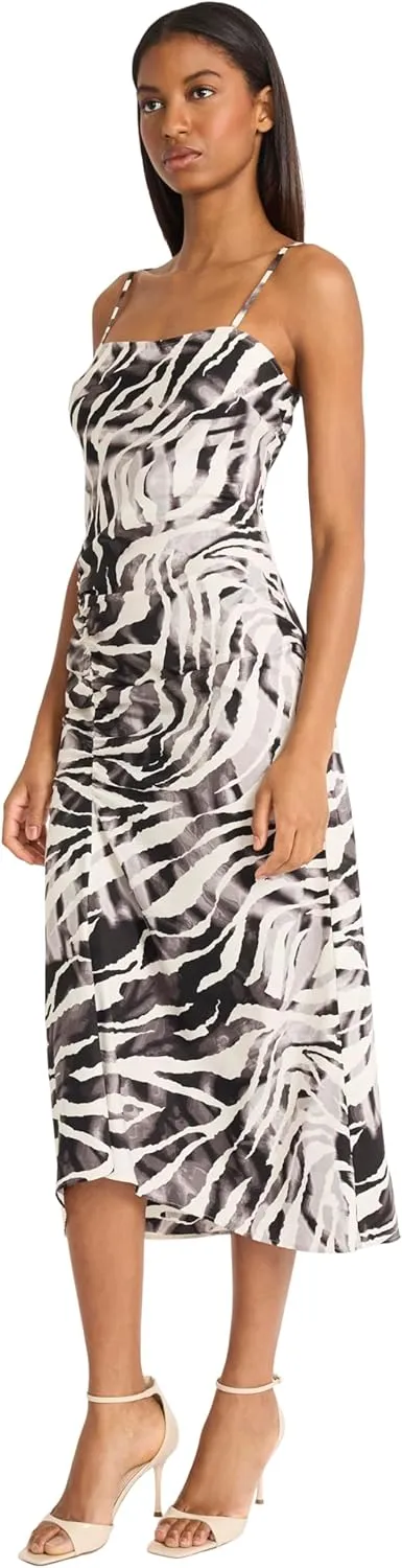 Donna Morgan Women's Elegant Spaghetti Strap Midi Body-Contouring Silhouette-Special Occasion Evening Dress