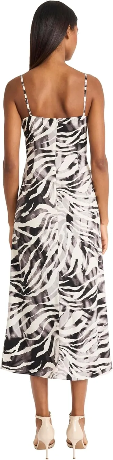 Donna Morgan Women's Elegant Spaghetti Strap Midi Body-Contouring Silhouette-Special Occasion Evening Dress