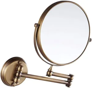 Double-Sided Swivel Wall Mounted Makeup Mirror, 8-Inch with 10X Magnification Extendable Vanity Mirror, for Cosmetic Shaving Bathroom