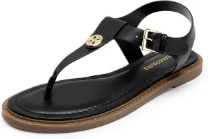 DREAM PAIRS Dressy T-Strap Flat Thong Sandals for Women Comfort Roman Gladiator Casual Summer Beach Flip Flop Shoes with Adjustable Back Ankle Strap
