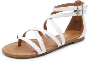 DREAM PAIRS Women's Dressy Gladiator Summer Cross Strappy Sandals Comfort Flat Casual Beach Fisherman Thong Sandals