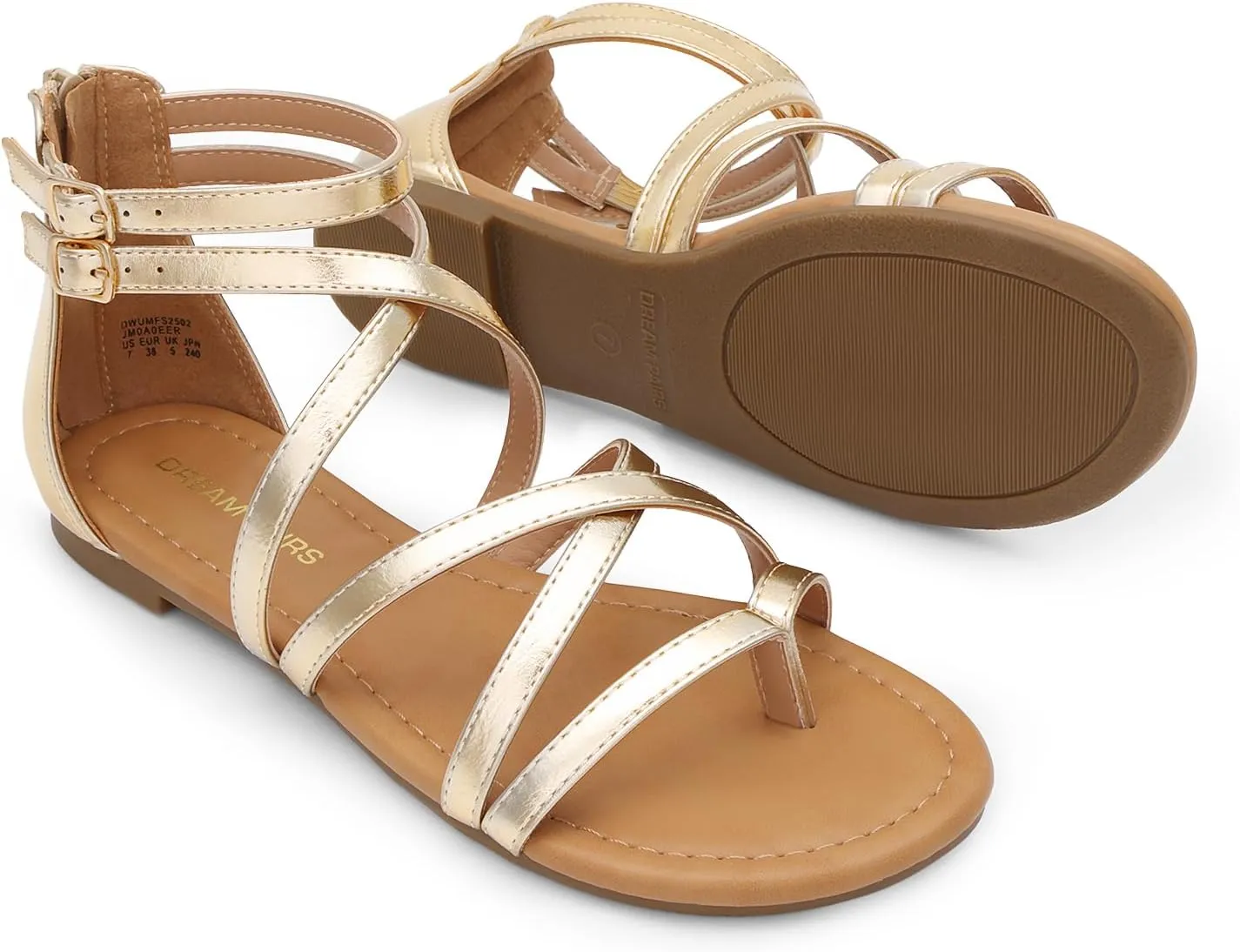 DREAM PAIRS Women's Dressy Gladiator Summer Cross Strappy Sandals Comfort Flat Casual Beach Fisherman Thong Sandals