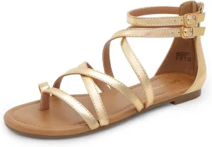 DREAM PAIRS Women's Dressy Gladiator Summer Cross Strappy Sandals Comfort Flat Casual Beach Fisherman Thong Sandals