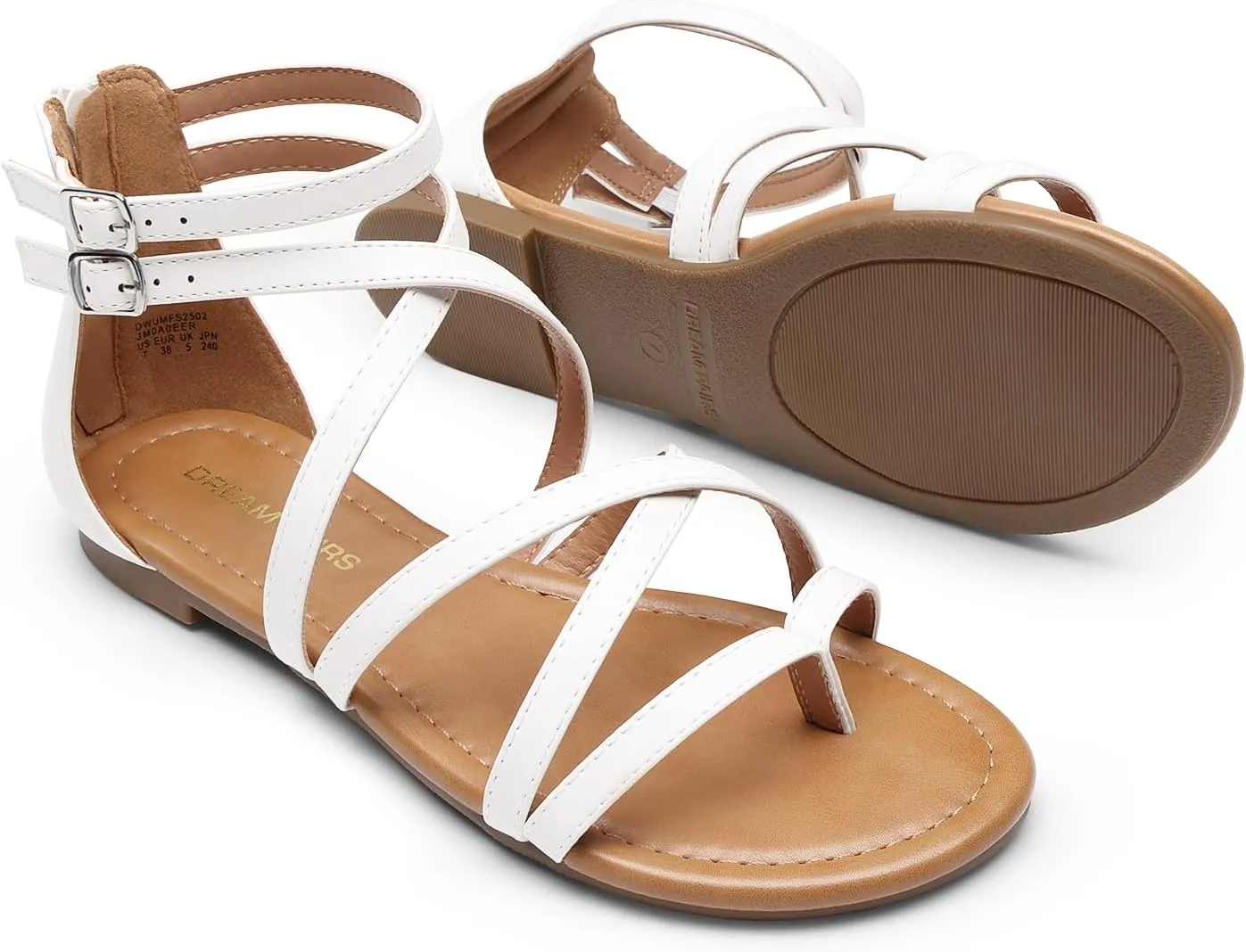 DREAM PAIRS Women's Dressy Gladiator Summer Cross Strappy Sandals Comfort Flat Casual Beach Fisherman Thong Sandals