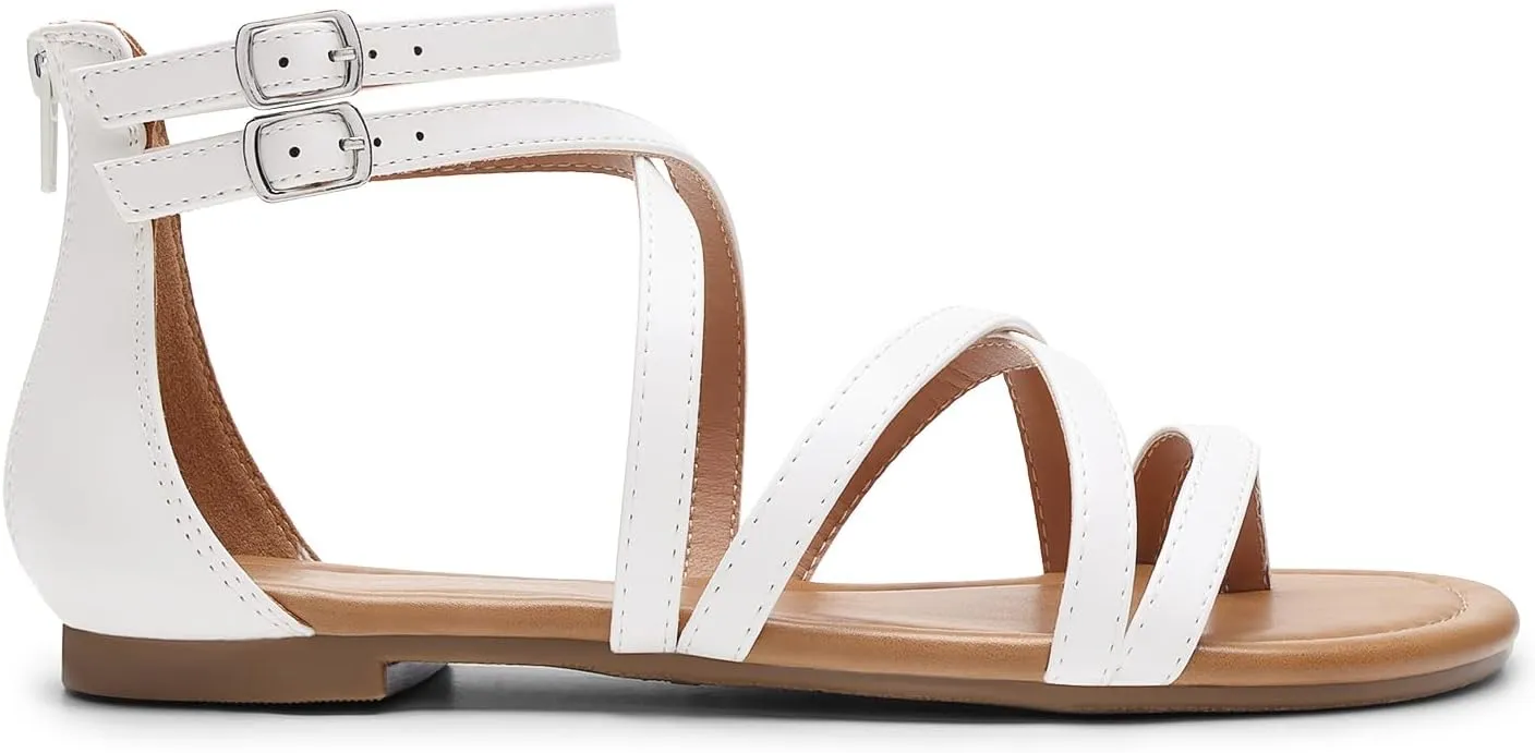 DREAM PAIRS Women's Dressy Gladiator Summer Cross Strappy Sandals Comfort Flat Casual Beach Fisherman Thong Sandals