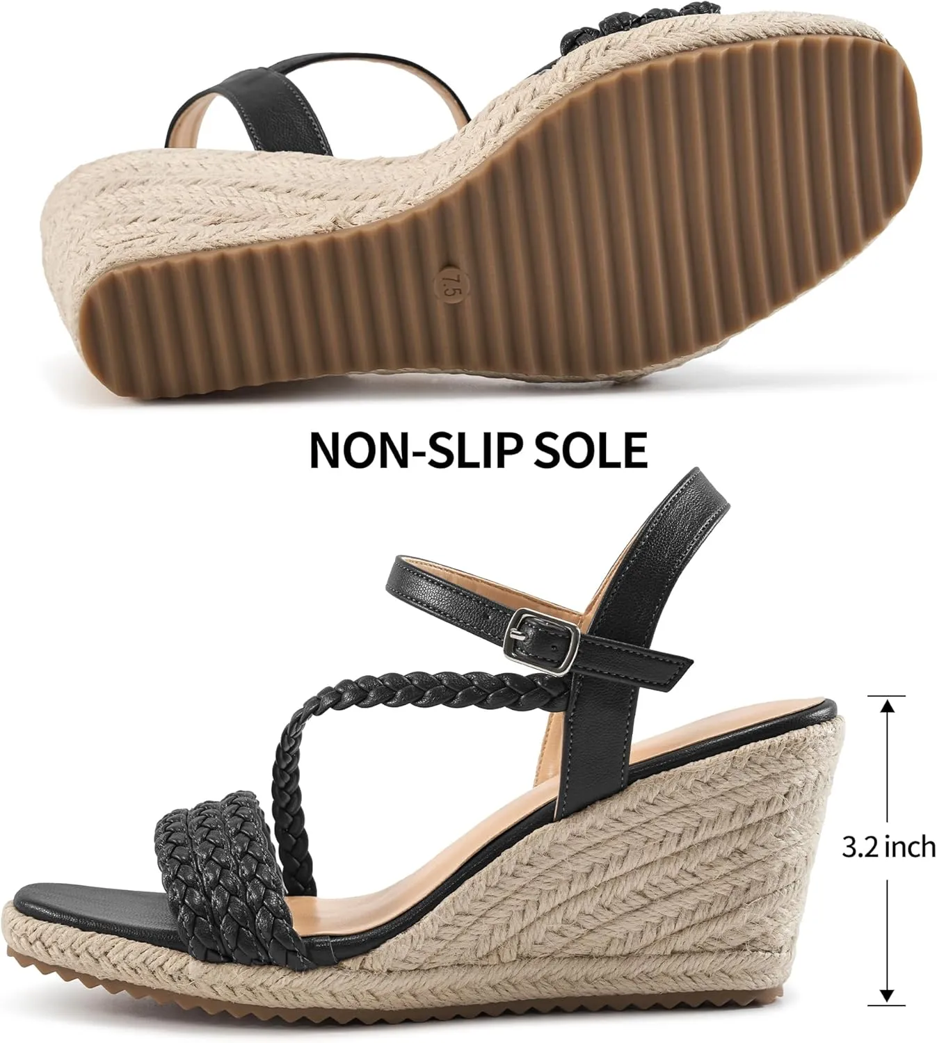 Dressy Wedge Sandals for Women: Ankle Strap Espadrille Open Toe Wedges - Comfortable Casual Womens Platform Shoes