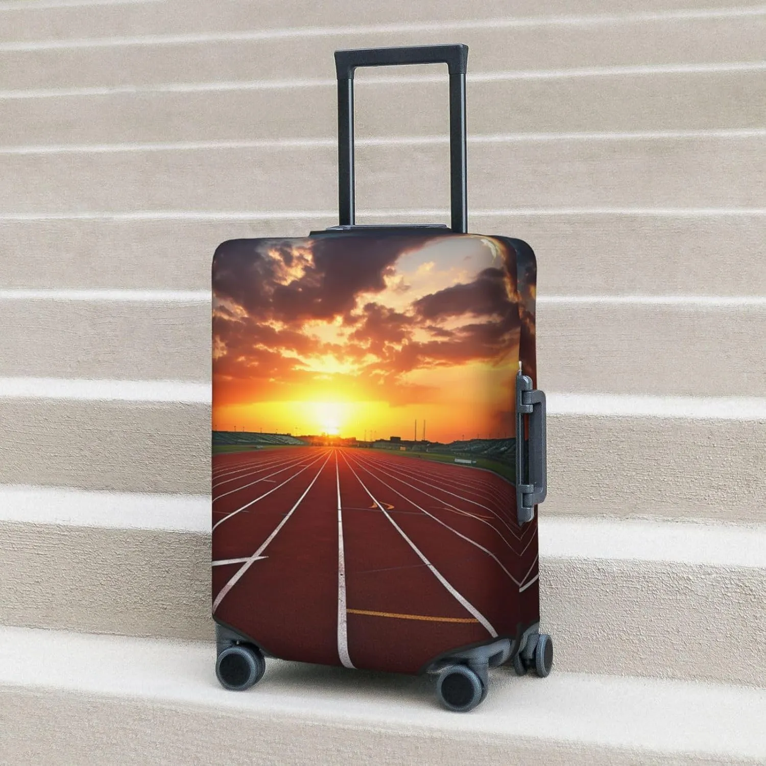 Dusk Running Track Luggage Cover for Suitcase Tsa Approved, Spandex Stretch Suitcase Protector Washable Baggage Covers Travel Luggage Sleeve Large Suit Case Cover Fit 18-32 Inch