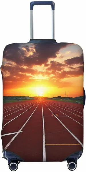 Dusk Running Track Luggage Cover for Suitcase Tsa Approved, Spandex Stretch Suitcase Protector Washable Baggage Covers Travel Luggage Sleeve Large Suit Case Cover Fit 18-32 Inch