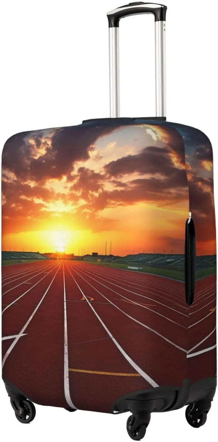 Dusk Running Track Luggage Cover for Suitcase Tsa Approved, Spandex Stretch Suitcase Protector Washable Baggage Covers Travel Luggage Sleeve Large Suit Case Cover Fit 18-32 Inch