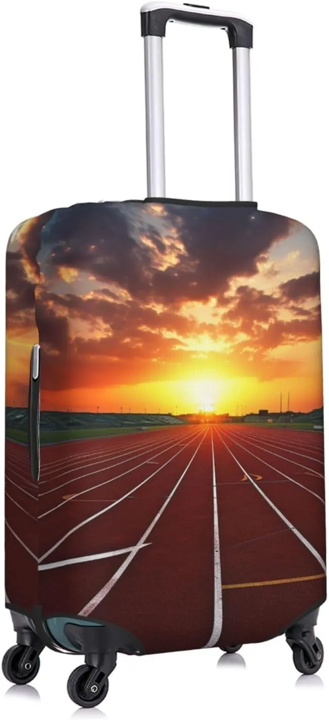 Dusk Running Track Luggage Cover for Suitcase Tsa Approved, Spandex Stretch Suitcase Protector Washable Baggage Covers Travel Luggage Sleeve Large Suit Case Cover Fit 18-32 Inch
