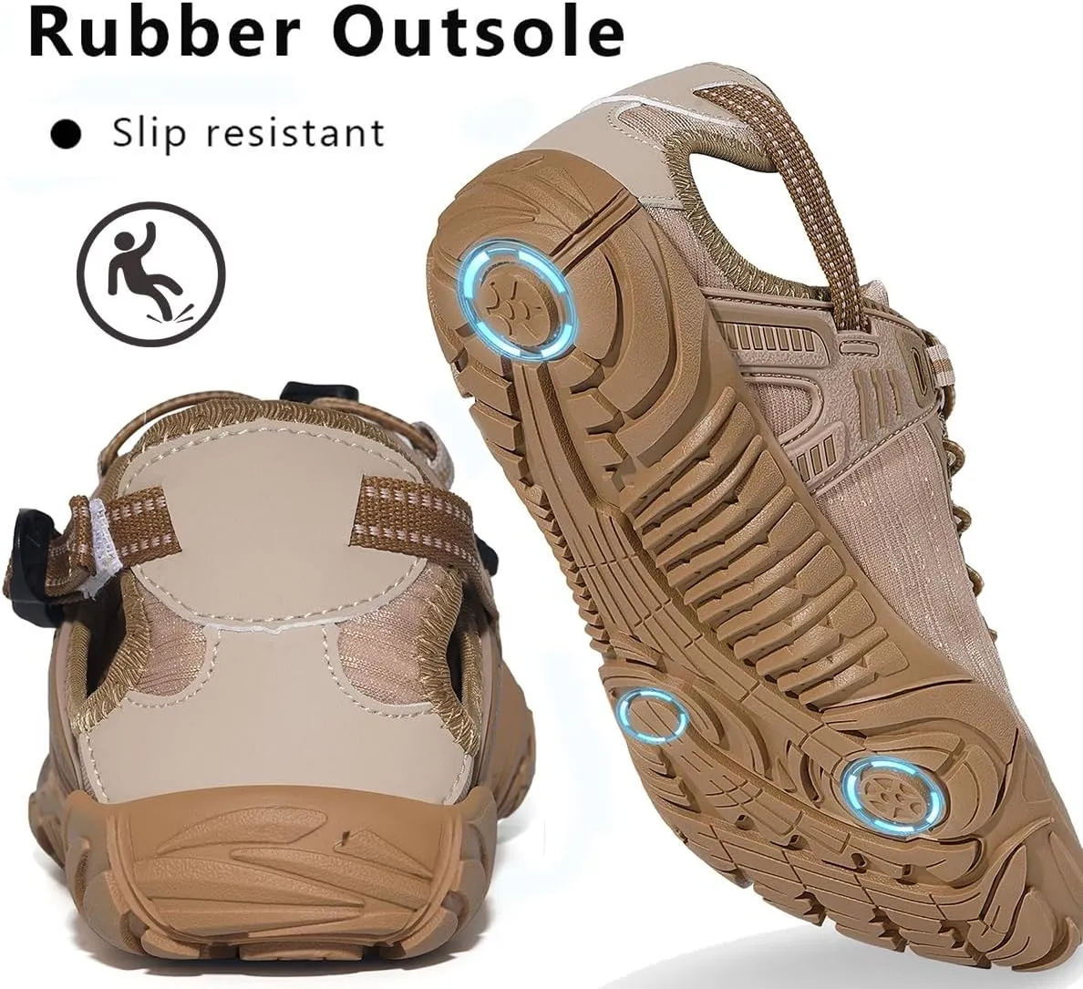 Eagsouni Womens Mens Water Shoes Quick Dry Sport Aqua Shoes Barefoot Non-Slip Outdoor Hiking Sandals with Wide Toe Box & Arch Support