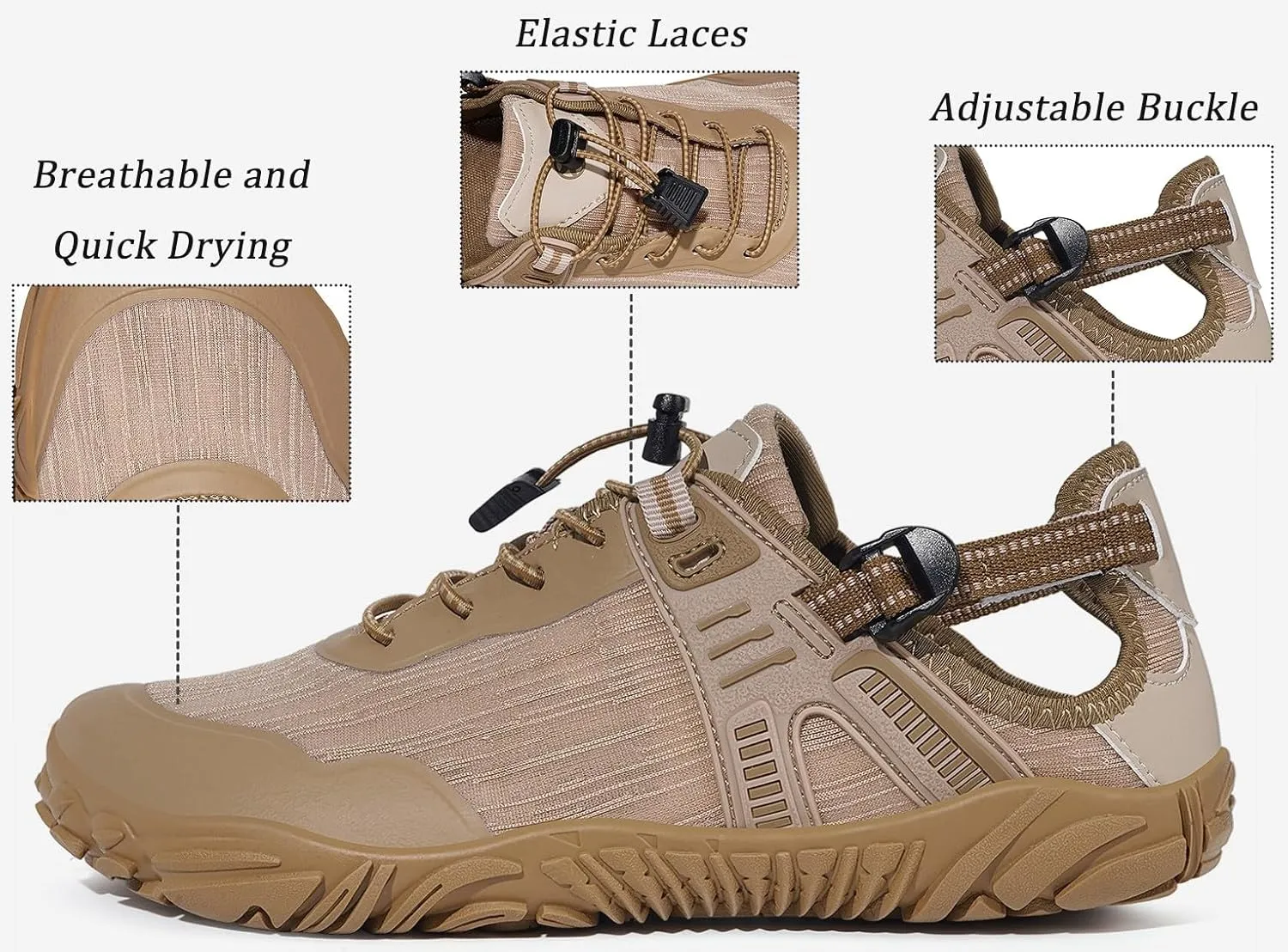 Eagsouni Womens Mens Water Shoes Quick Dry Sport Aqua Shoes Barefoot Non-Slip Outdoor Hiking Sandals with Wide Toe Box & Arch Support