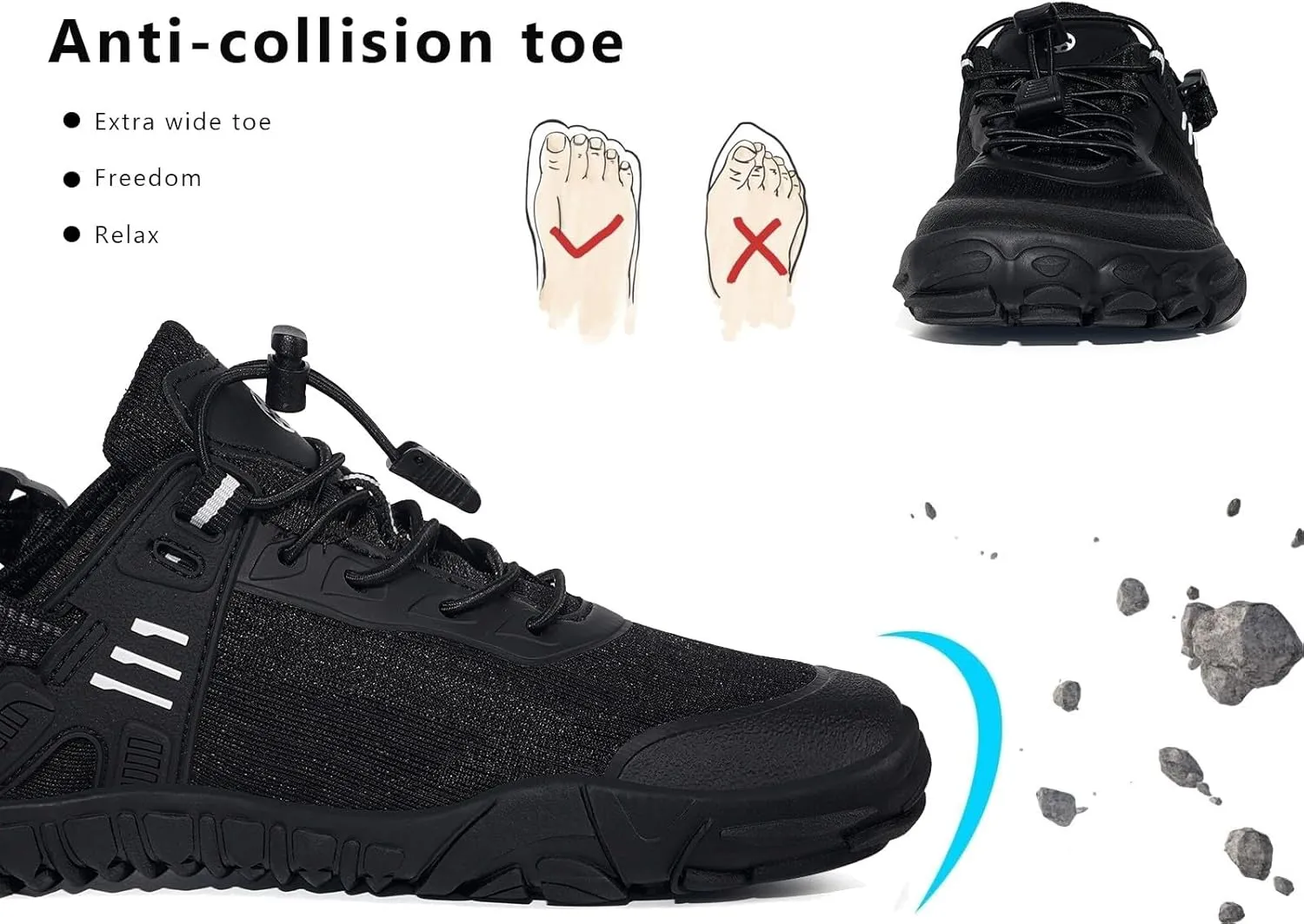 Eagsouni Womens Mens Water Shoes Quick Dry Sport Aqua Shoes Barefoot Non-Slip Outdoor Hiking Sandals with Wide Toe Box & Arch Support