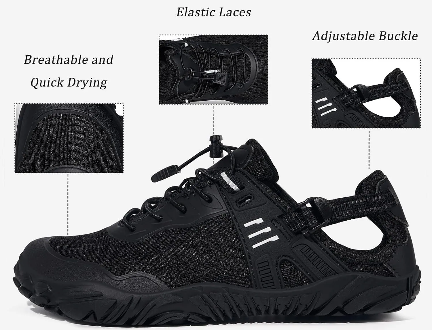 Eagsouni Womens Mens Water Shoes Quick Dry Sport Aqua Shoes Barefoot Non-Slip Outdoor Hiking Sandals with Wide Toe Box & Arch Support