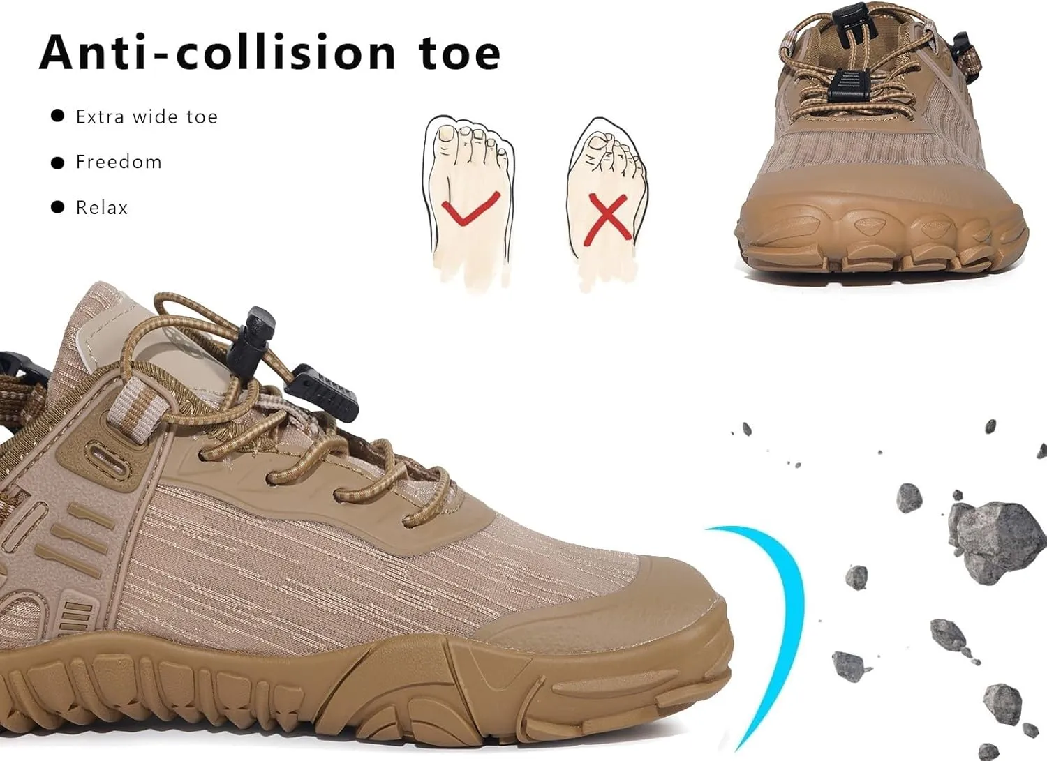 Eagsouni Womens Mens Water Shoes Quick Dry Sport Aqua Shoes Barefoot Non-Slip Outdoor Hiking Sandals with Wide Toe Box & Arch Support