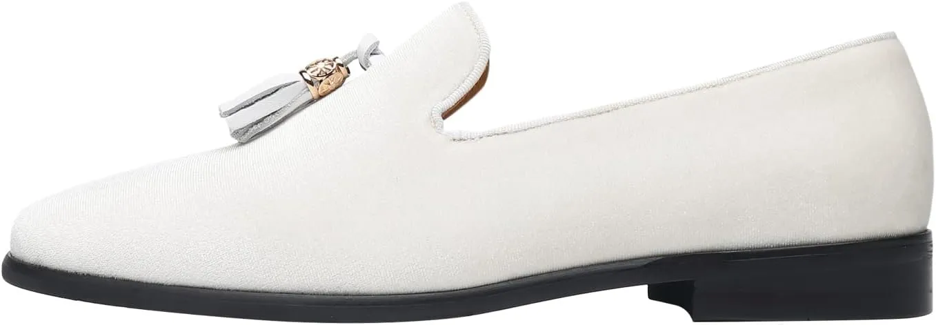 ELANROMAN Men's Loafers Tassels Penny Slip-On Luxury Wedding Shoes
