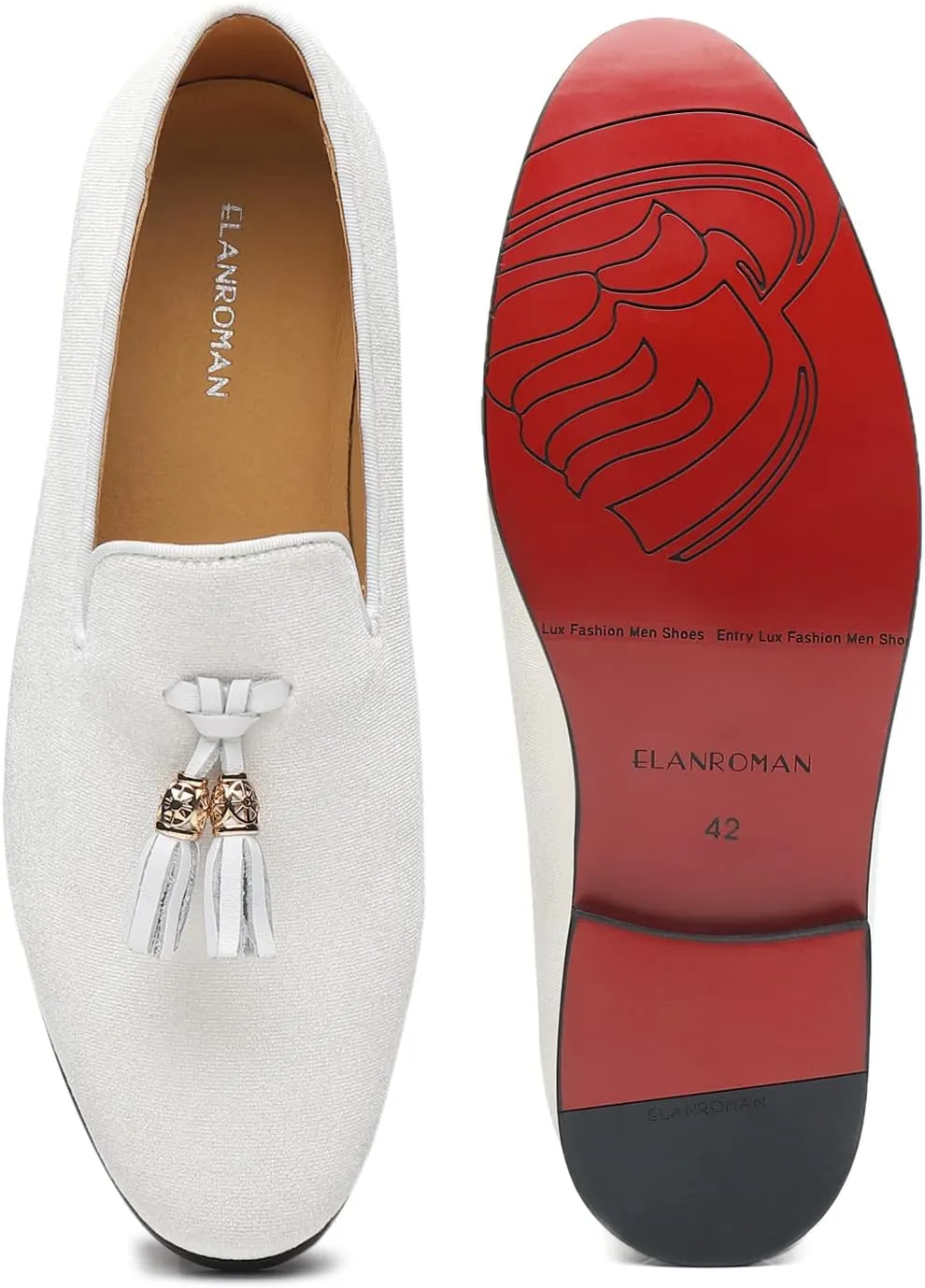 ELANROMAN Men's Loafers Tassels Penny Slip-On Luxury Wedding Shoes