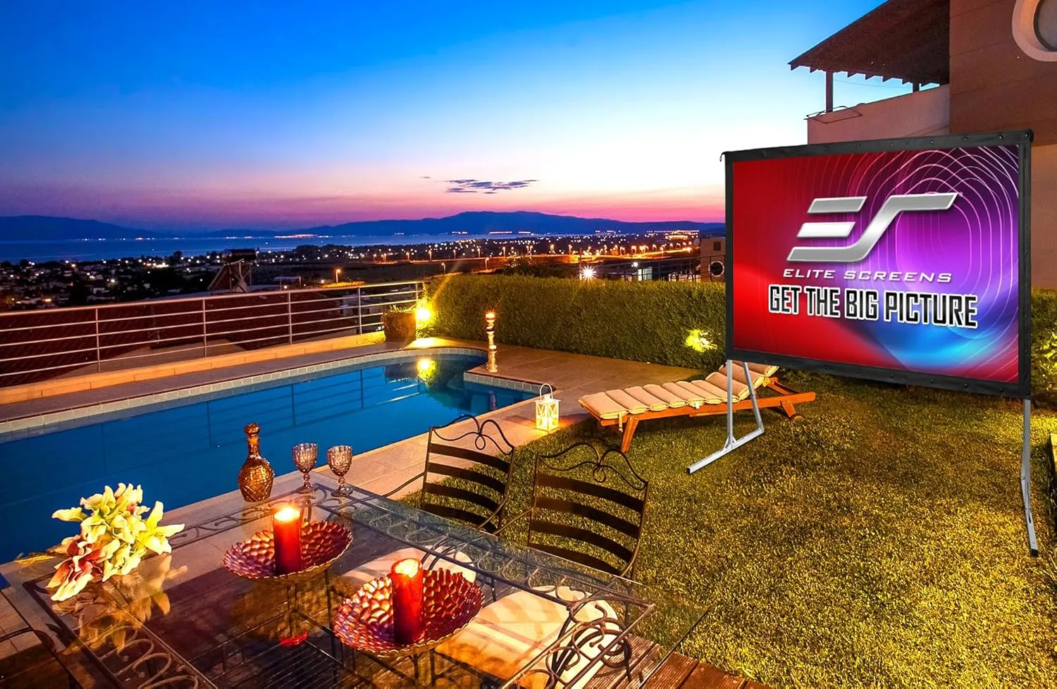 Elite Screens Yard Master 2, 110 inch Outdoor Projector Screen with Stand 16:9, 8K 4K Ultra HD 3D Fast Folding Portable Movie Theater Cinema 110" Indoor Foldable Easy Snap Projection Screen, OMS110H2
