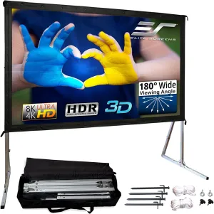 Elite Screens Yard Master 2, 110 inch Outdoor Projector Screen with Stand 16:9, 8K 4K Ultra HD 3D Fast Folding Portable Movie Theater Cinema 110" Indoor Foldable Easy Snap Projection Screen, OMS110H2