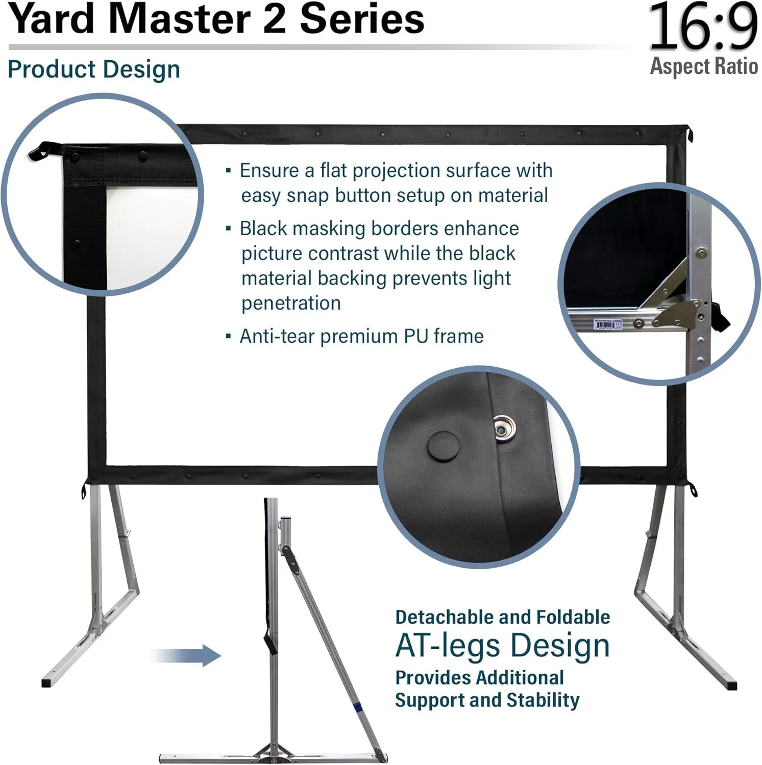 Elite Screens Yard Master 2, 110 inch Outdoor Projector Screen with Stand 16:9, 8K 4K Ultra HD 3D Fast Folding Portable Movie Theater Cinema 110" Indoor Foldable Easy Snap Projection Screen, OMS110H2