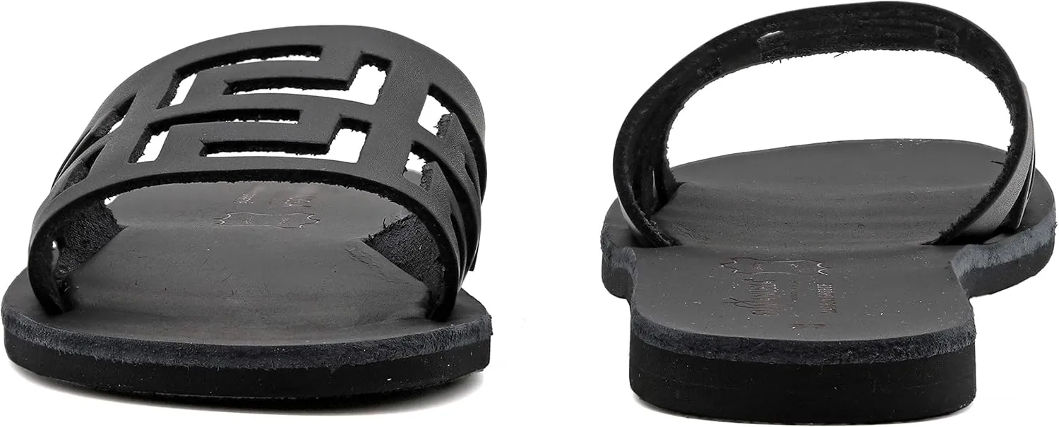 Emmanuela Ancient Greek Handmade Leather Flat Sandals, Quality Slide on Simple Sandals, Quality Slide on Summer Shoes for Women, Open Toe Sliders, Boho Chic Mules