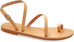 Emmanuela Ancient Greek Handmade Leather Flat Sandals, Quality Summer Shoes for Women with adjustable buckle strap, Toe Ring Strappy Sandals, Boho Chic Ankle Cuff Sandals