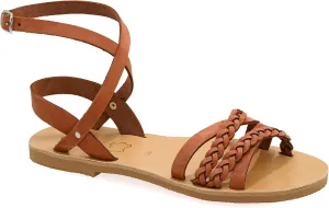 Emmanuela Ancient Greek Style Adjustable Buckle Strap Sandals, Handmade Leather Open Toe Flat Sandals, Quality Strappy Summer Shoes for Women, Boho Chic Ankle Cuff
