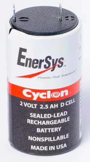 Enersys (Hawker) Cyclon 0810-0004 D-Cell 2 Volt/2.5 Amp Hour Sealed Lead Acid Battery