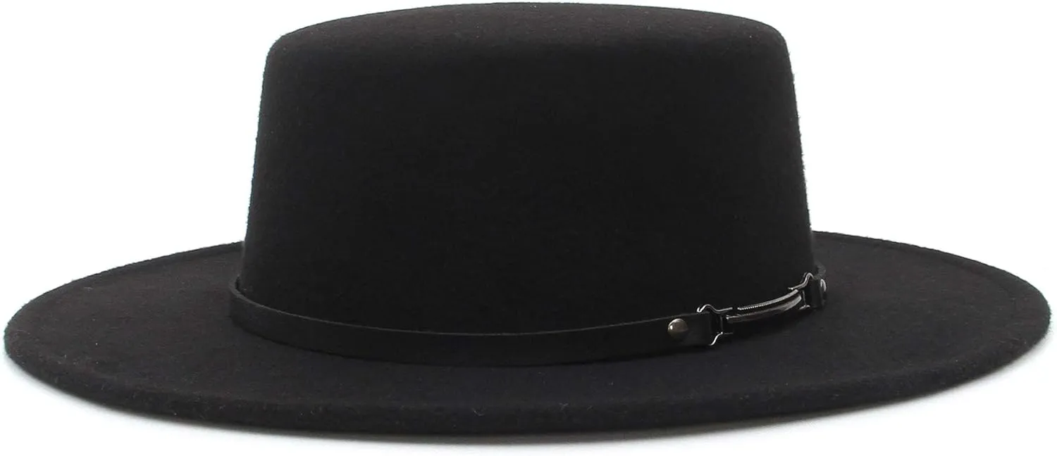EOZY Women Men Classic Felt Fedora Hat Wide Brim Flat Top Jazz Panama Hat Casual Party Church Hat