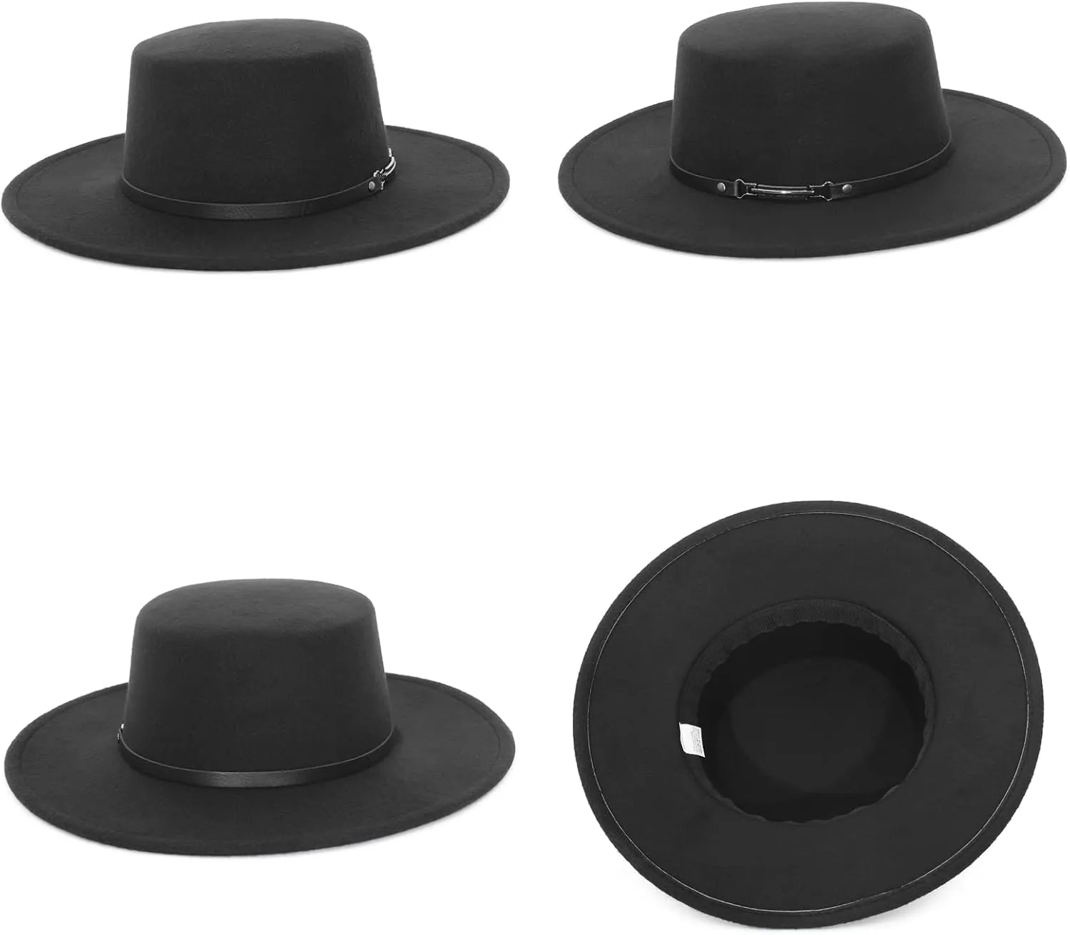 EOZY Women Men Classic Felt Fedora Hat Wide Brim Flat Top Jazz Panama Hat Casual Party Church Hat